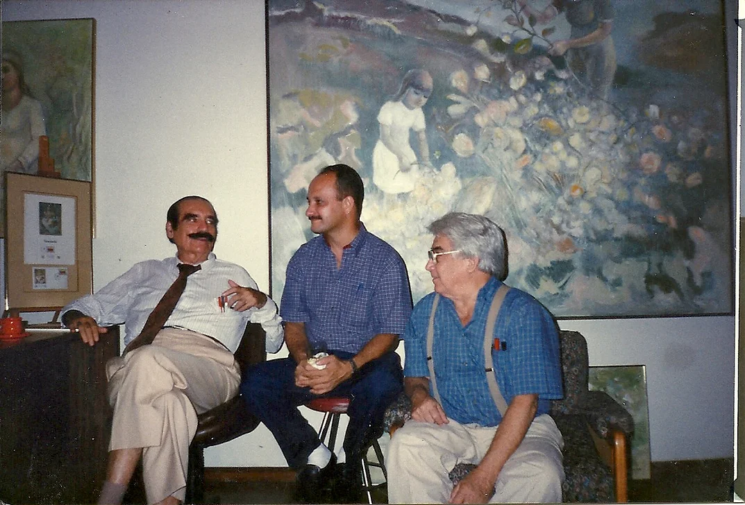 Con el Dr. Pepe López y Oswaldo vigas en el Taller del Maestro Braulio Salazar